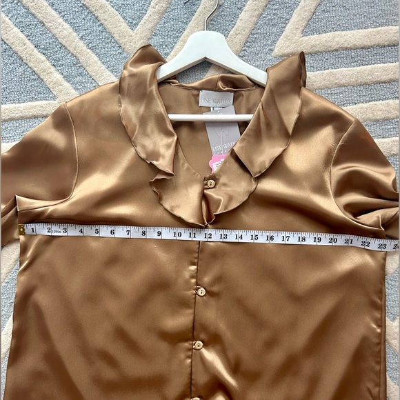 LISE WATIER Lingerie Satin Silky Pajama Set Extra Large Beige Gold Sleepwear - Picture 11 of 17